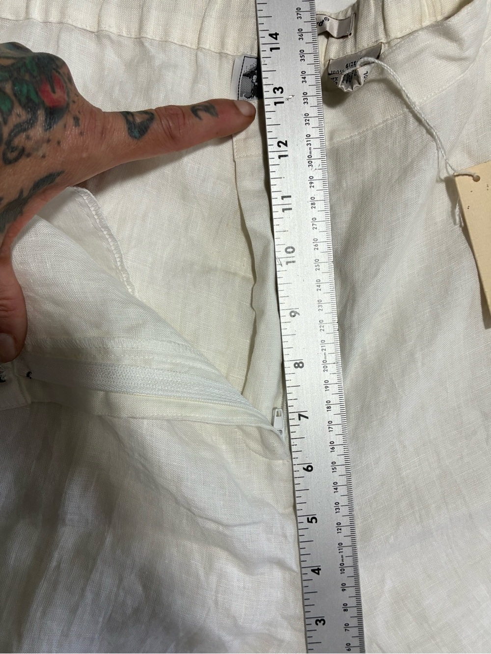 Irish Linen L NWT VTG Embroidered Straight Leg Linen Pants in White Lightweight - Picture 11 of 15